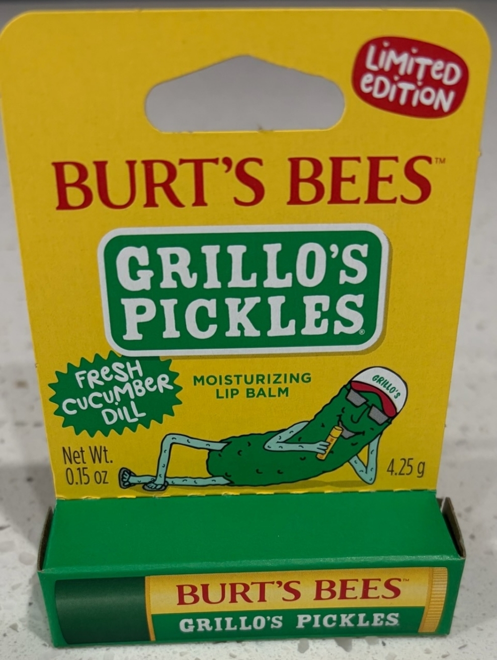 Burt's Bees Grillo's Pickles Moisturizing Lip Balm - Green (Fresh Cucumber Dill)